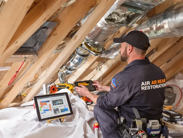 Northbridge Air Duct Cleaning technician performing precise duct repair work in Northbridge
