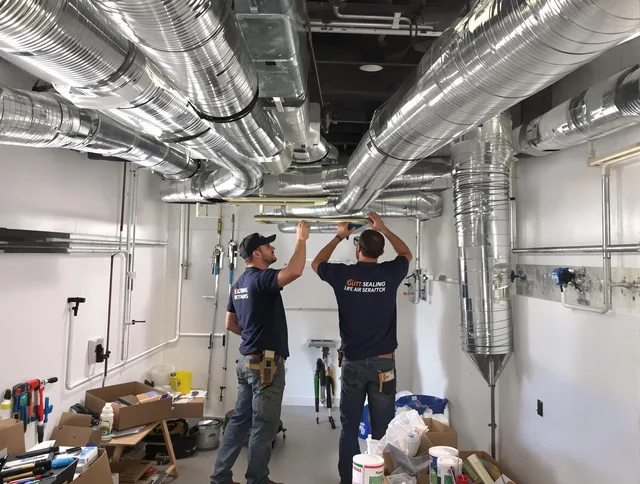 Northbridge Air Duct Cleaning technician applying professional duct sealing solutions in Northbridge
