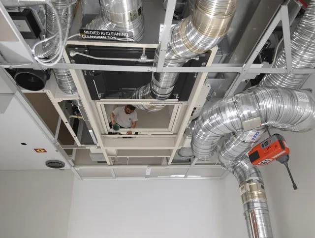 Northbridge Air Duct Cleaning technician performing detailed central duct system cleaning in Northbridge