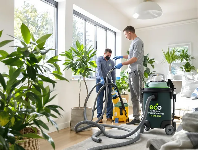 Northbridge Air Duct Cleaning technician performing eco-friendly duct cleaning using sustainable methods in Northbridge