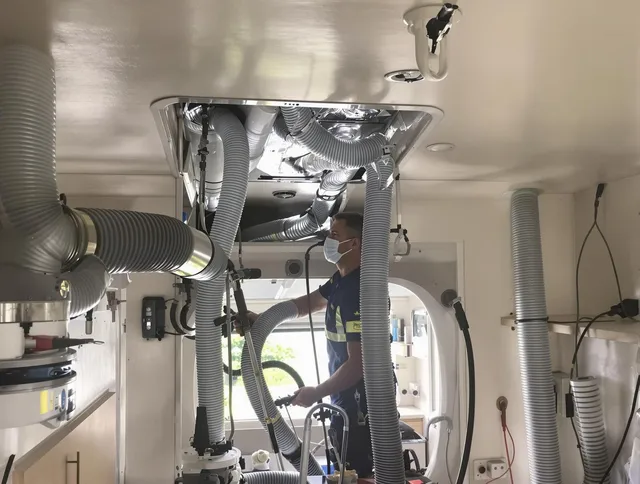 Northbridge Air Duct Cleaning specialist performing precise mobile home duct cleaning in Northbridge